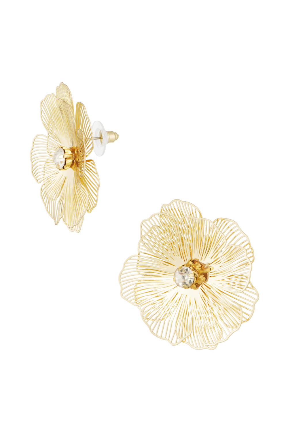 Boucle D'oreille Fleur Déclaration Pierre 