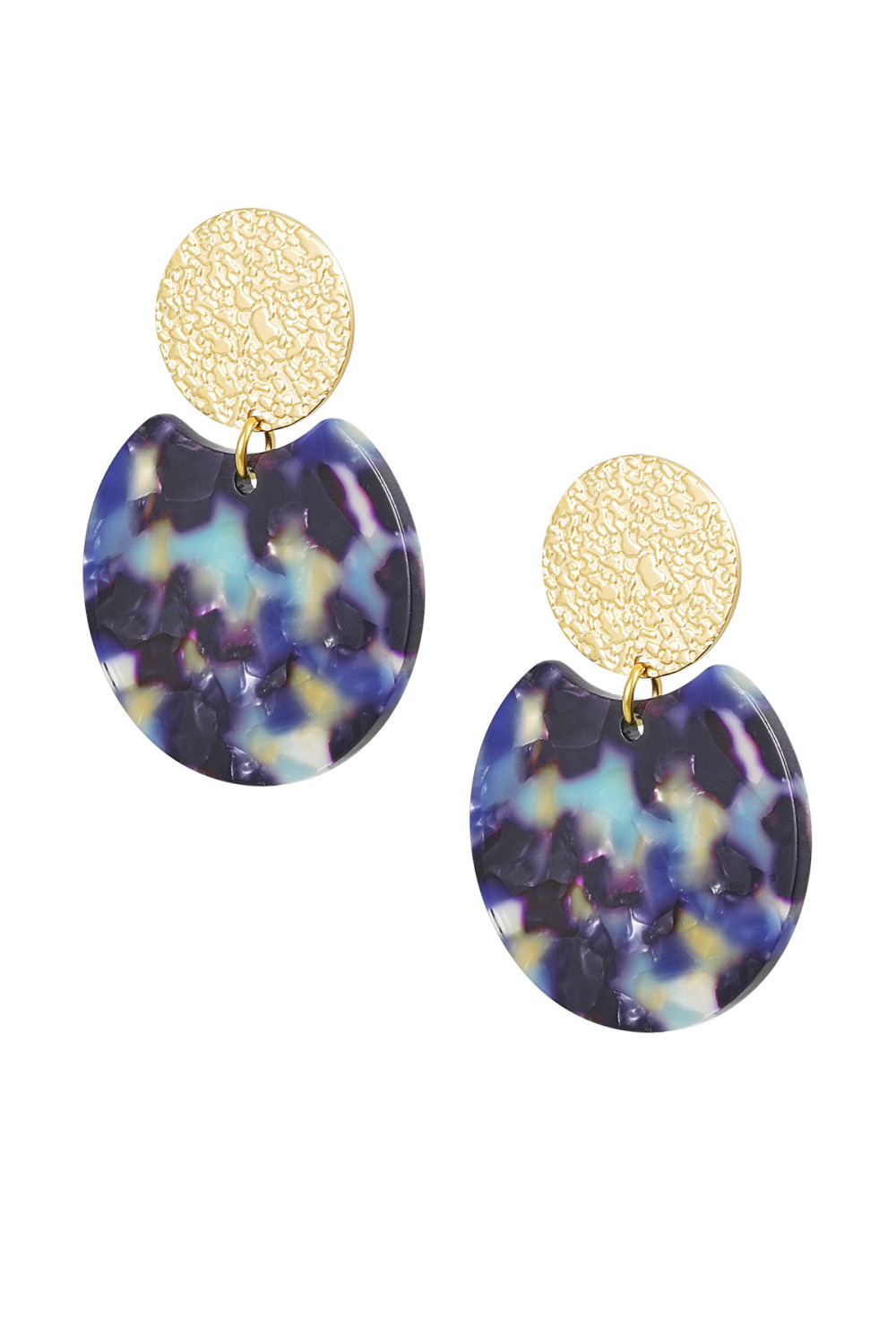 Boucles D'couleur Oreilles Tendance Avec Détails Colcouleur Orés - Couleur Or/Bleu