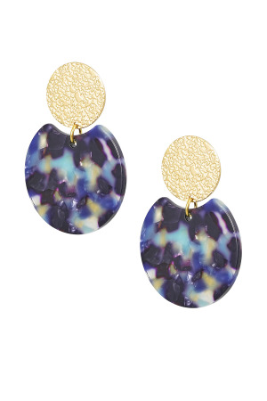 Boucles D'couleur Oreilles Tendance Avec Détails Colcouleur Orés - Couleur Or/Bleu h5