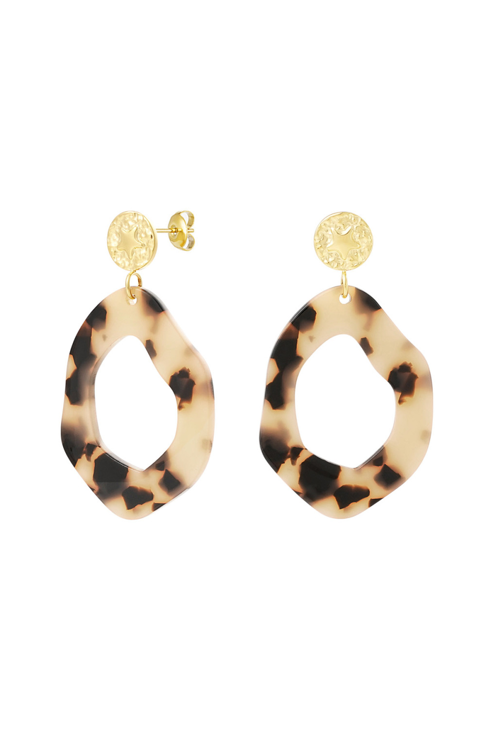 Boucles D'couleur Oreilles Esthétiques Avec Imprimé - Camel/Couleur Or