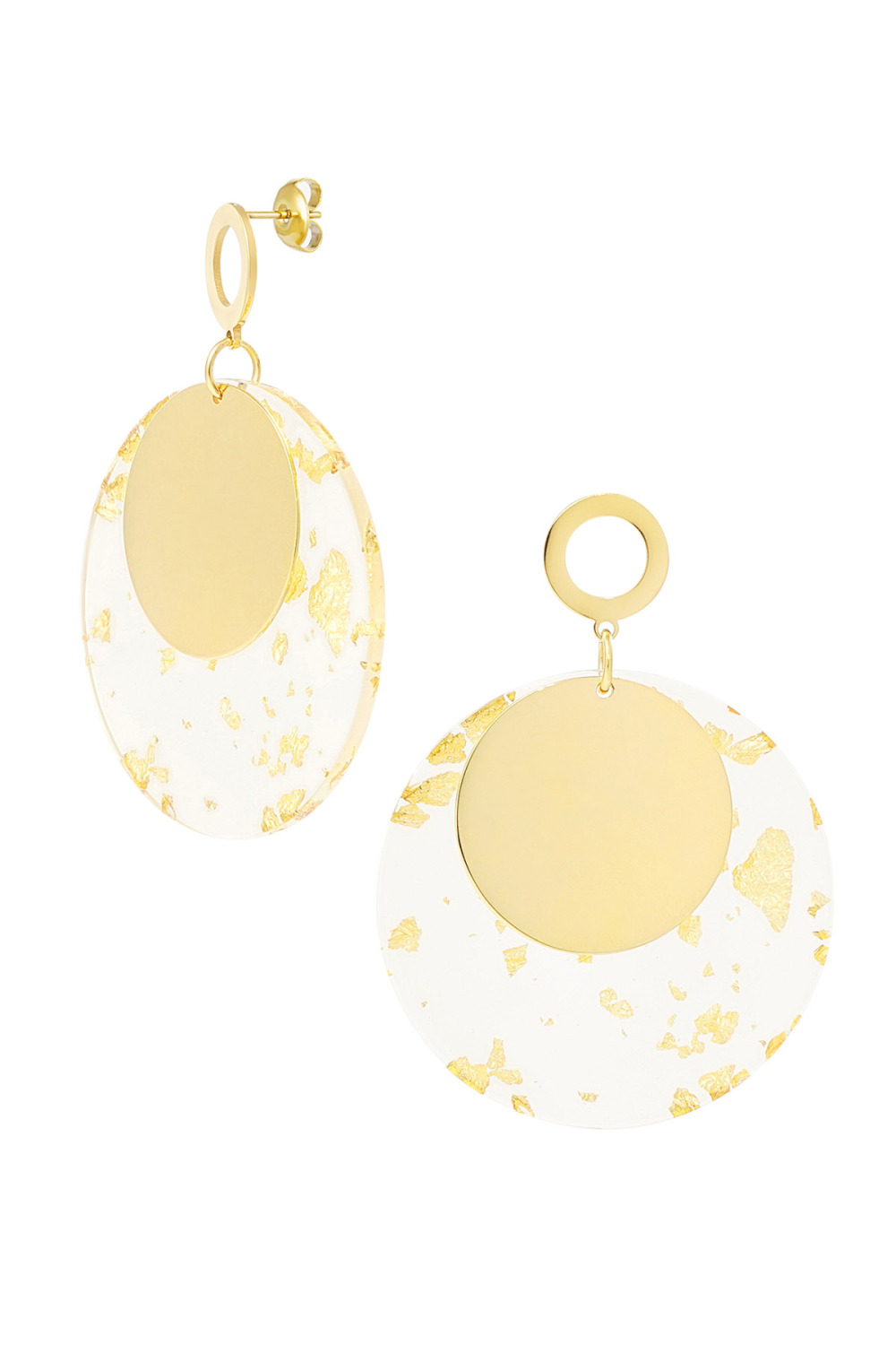 Boucles D'oreilles Rondes Avec Imprimé - Doré 