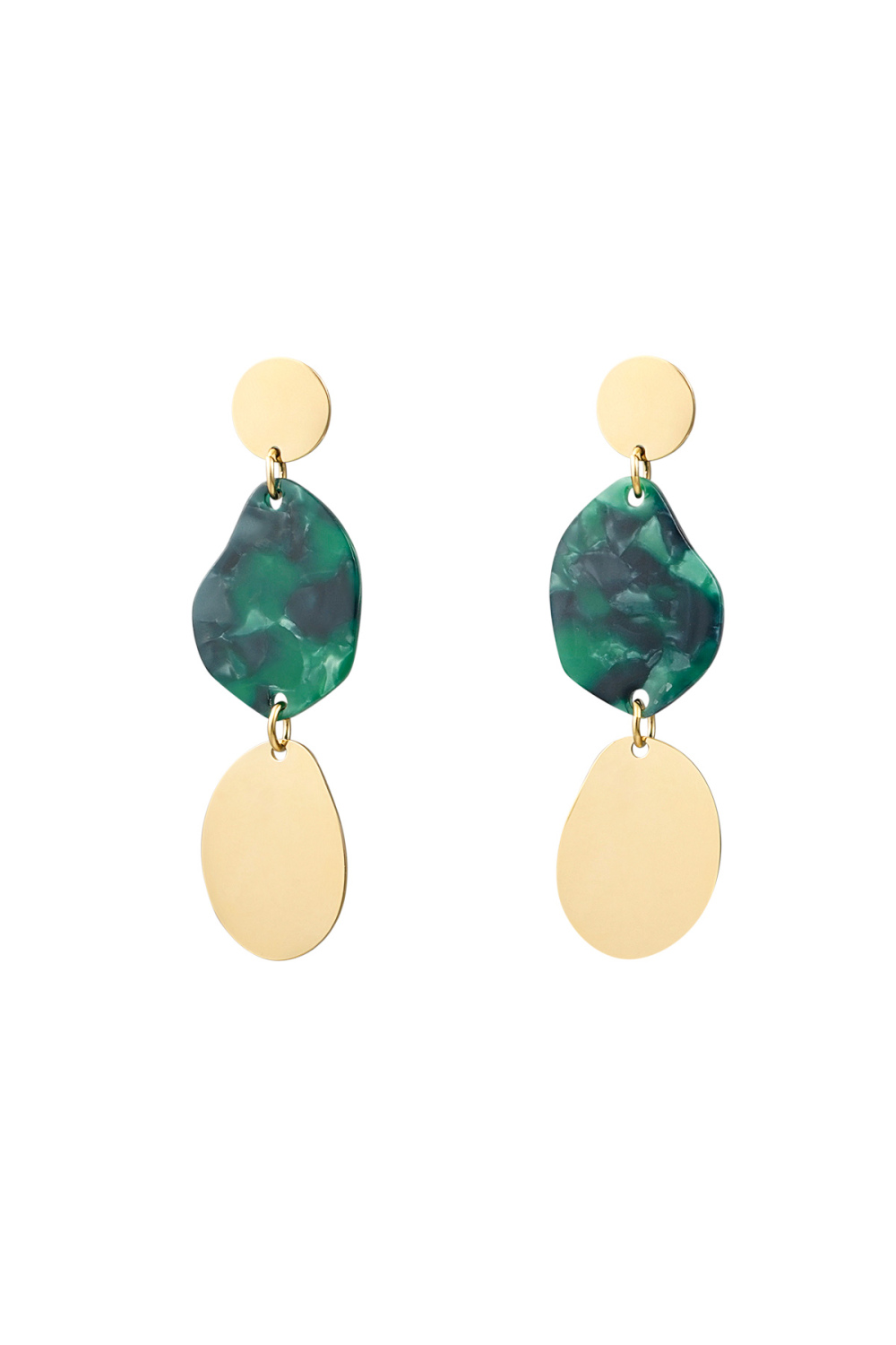 Boucles D'couleur Oreilles Pièces Esthétiques - Couleur Or/Vert