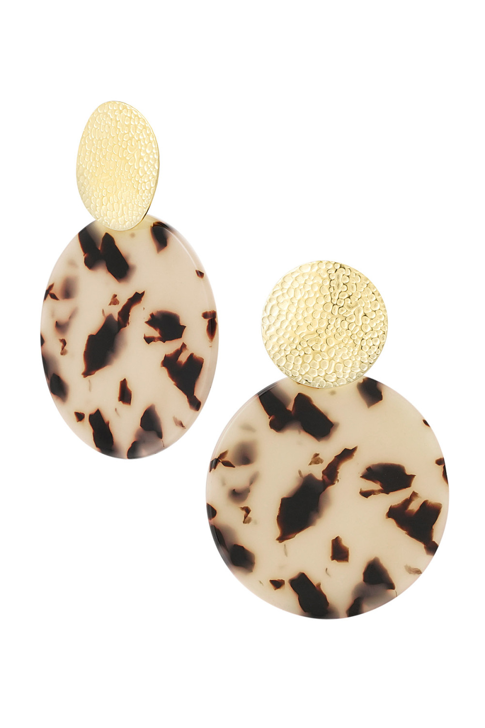 Boucles D'oreilles Tendance Avec Imprimé - Doré/Camel 