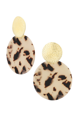 Boucles D'oreilles Tendance Avec Imprimé - Doré/Camel h5 