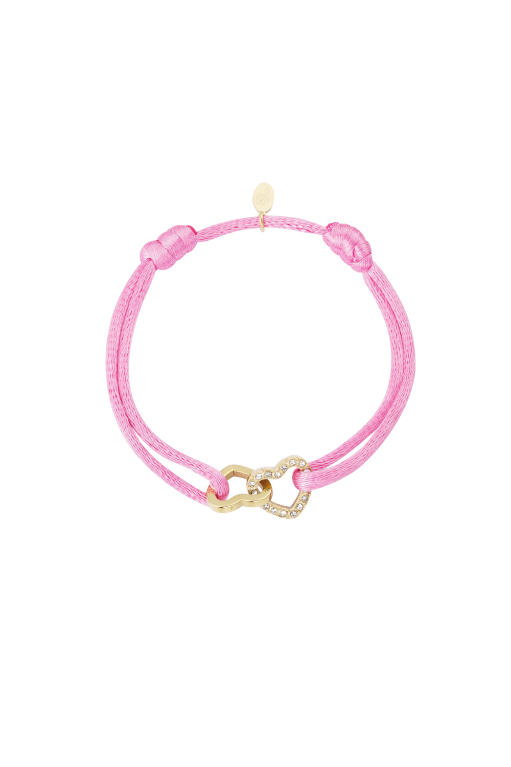 Bracelet Satin Double Coeur Avec Pierres