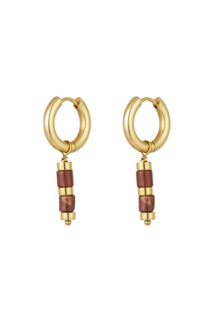 Boucles D'oreilles Perles Et Détails Dorés - Doré/Rouge h5