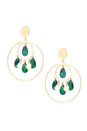 Boucles D'oreilles Cercles Avec Pièces - Doré/Vert h5