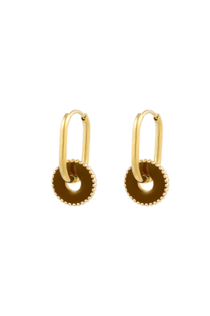 Boucles D'oreilles Rondes Roulette - Marron h5 