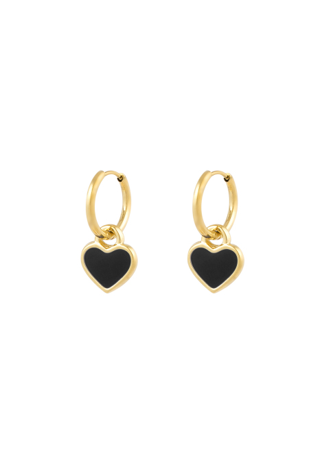 Boucles d'Couleur oreilles amoureux de la vie - Couleur or noir