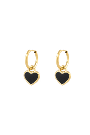Boucles D'couleur Oreilles Amoureux De La Vie - Couleur Or Noir h5