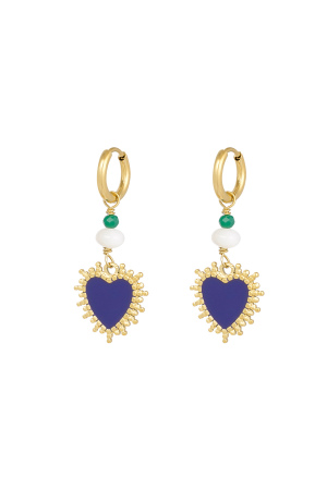Boucles D'couleur Oreilles Power Love - Couleur Or Bleu h5 