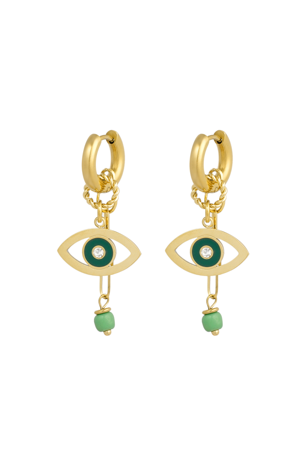 Boucles D'couleur Oreilles Oeil À Bientôt - Couleur Or Vert