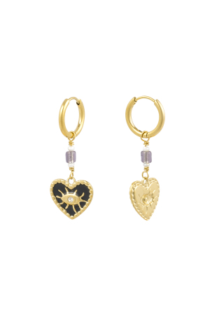 Boucles D'couleur Oreilles Joli Oeil - Couleur Or Noir h5