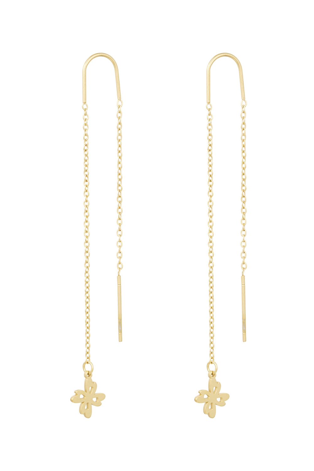 Boucles D'oreilles Longues Trèfles - Doré