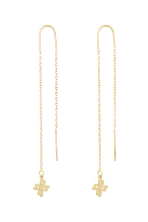 Boucles D'oreilles Longues Trèfles - Doré h5
