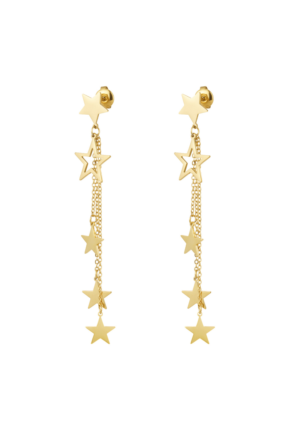 Boucles D'oreilles Étoiles & Collier - Doré