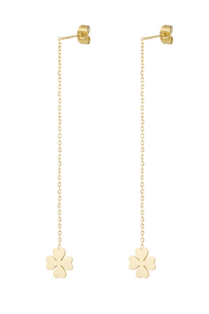 Boucles D'oreilles Longues Fleurs - Dorées h5 