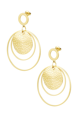 Boucles D'oreilles Différents Anneaux - Doré h5 
