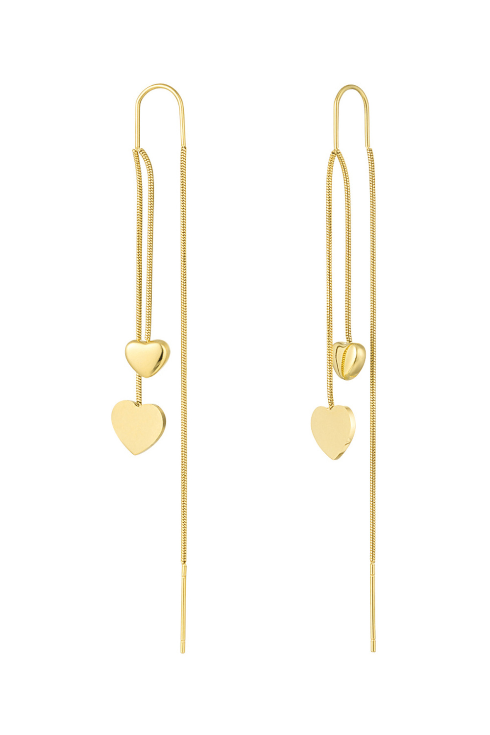 Boucles D'oreilles Coeur Suspendu - Doré 