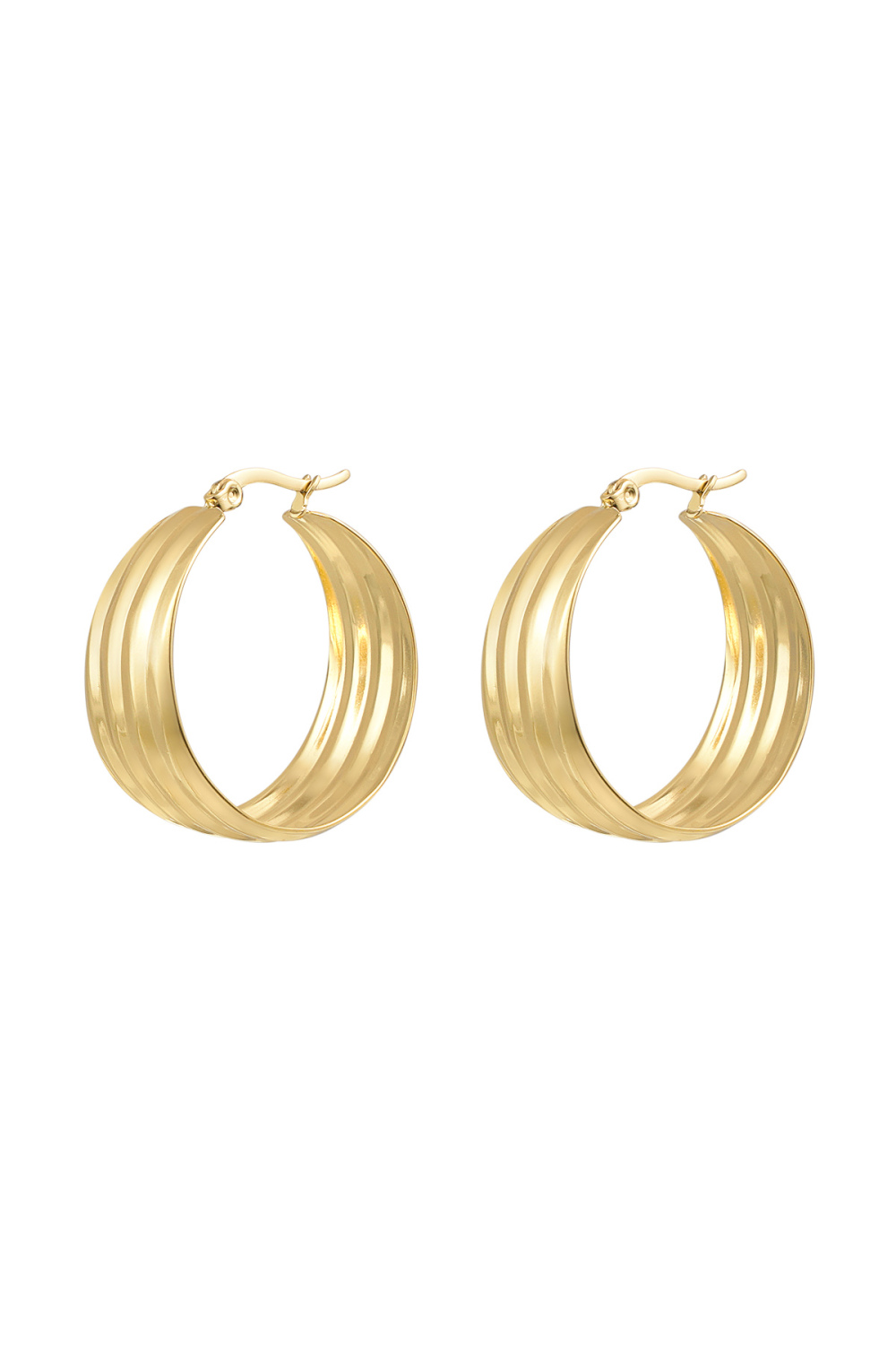 Boucles D'oreilles Rondes Avec Structure - Doré