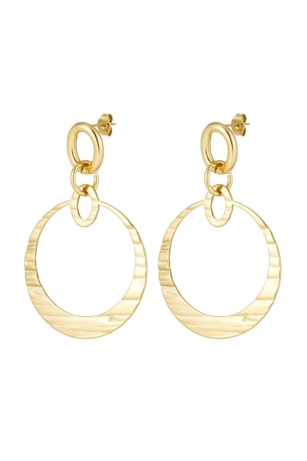 Boucles D'oreilles Anneaux - Doré 