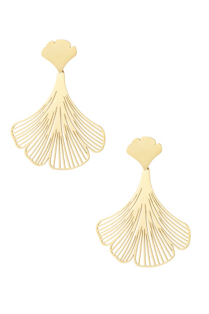 Boucles D'oreilles Grande Feuille - Doré h5 