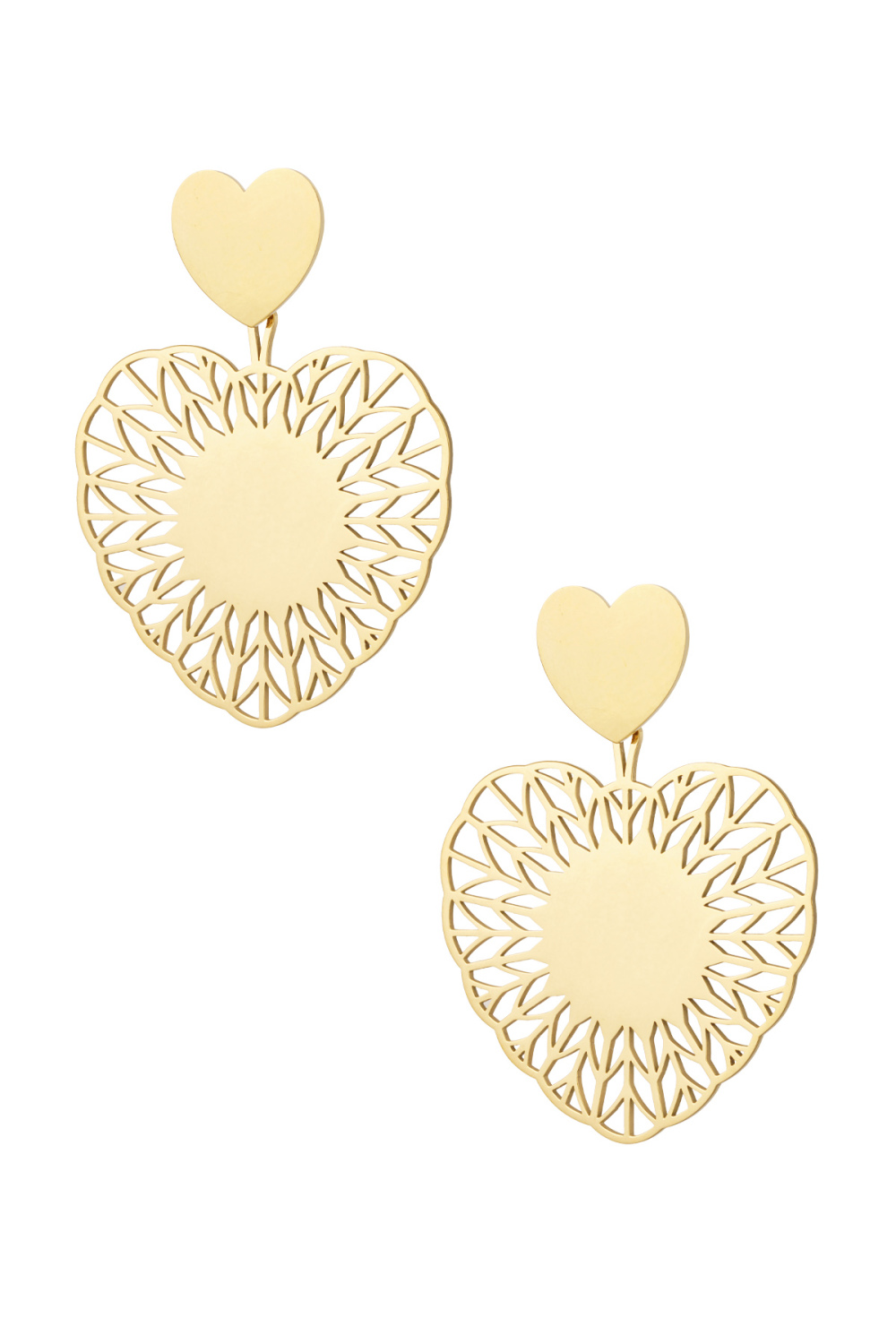 Boucles D'oreilles Coeur Mandela - Doré