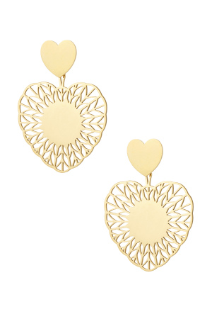 Boucles D'oreilles Coeur Mandela - Doré h5