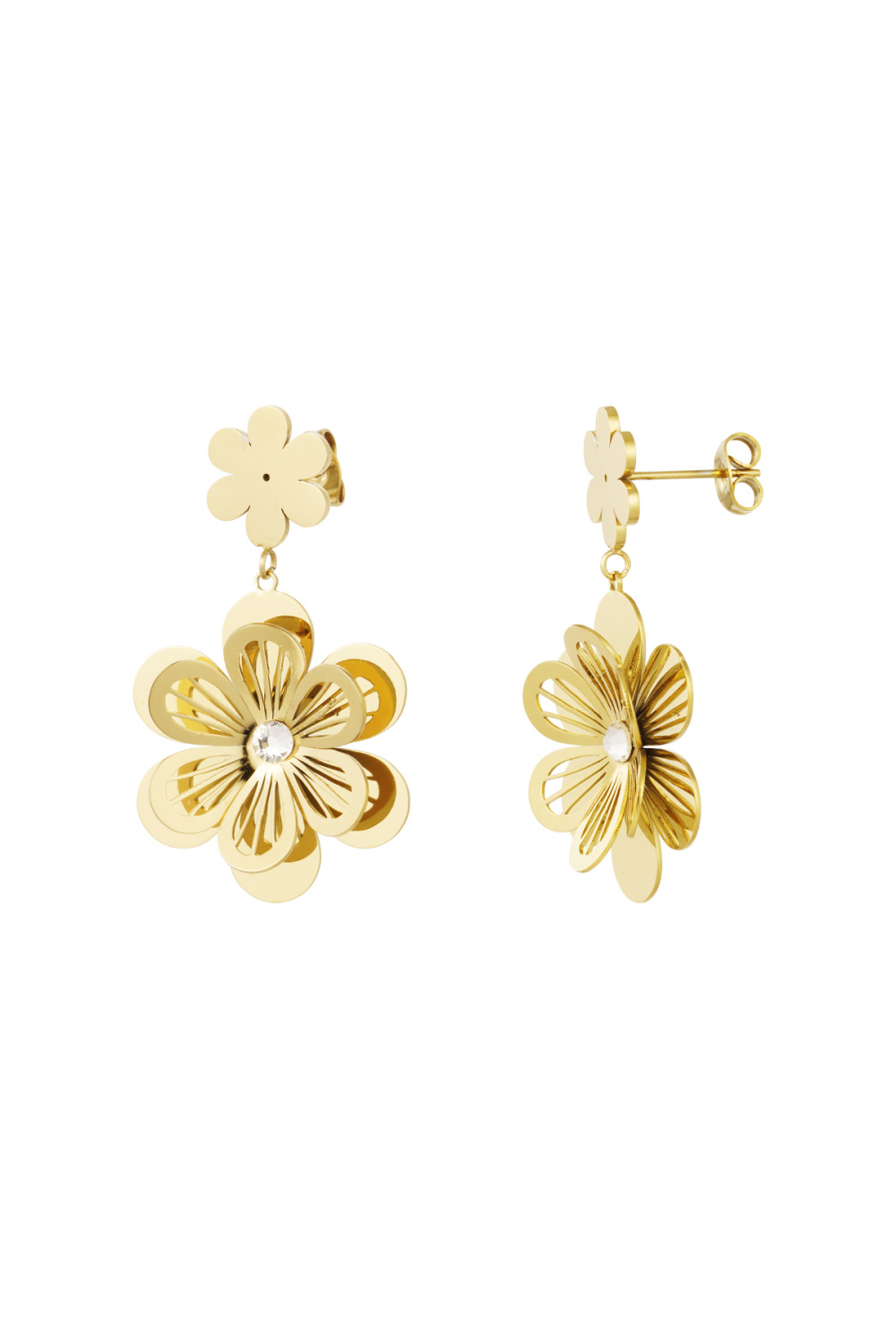 Boucles D'oreilles Fleur Avec Pierre 