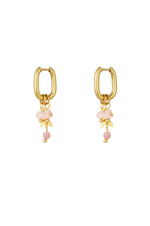 Boucles D'oreilles Feuilles Avec Pierres - Doré/Rose h5 