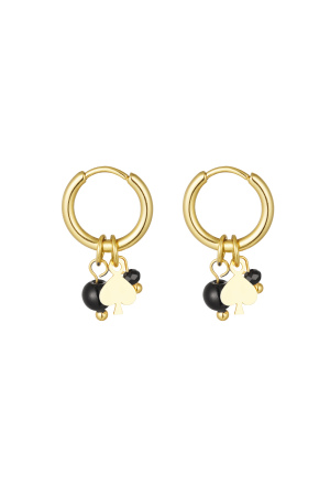 Boucles D'couleur Oreilles Pierre Naturelle Avec Détail Poker - Couleur Or Noir h5