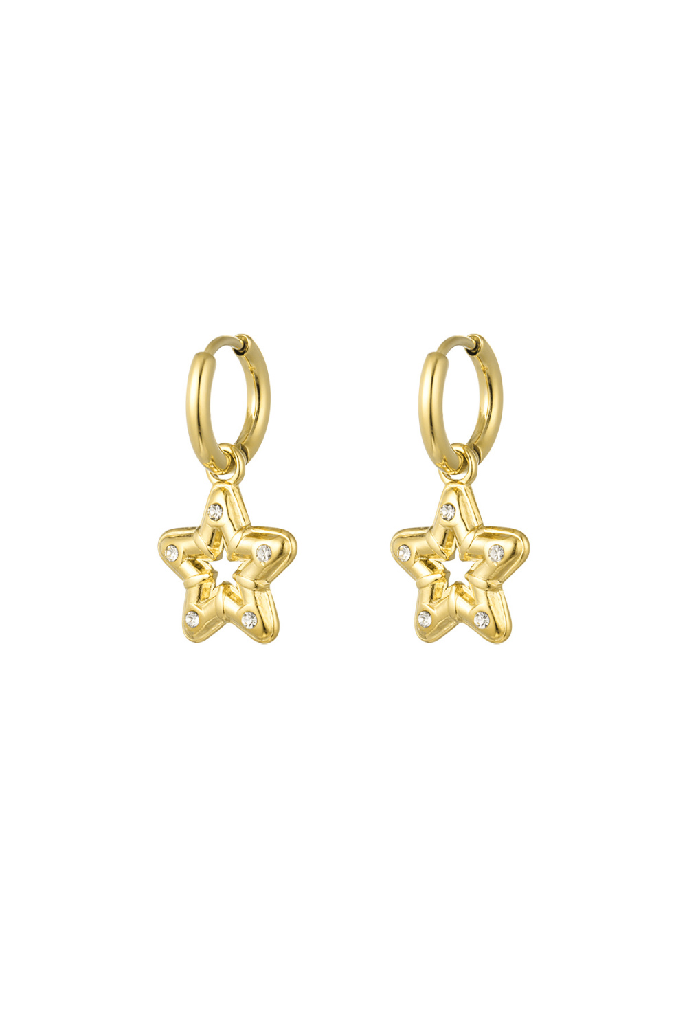 Boucles D'oreilles Étoile Avec Pierres - Doré 