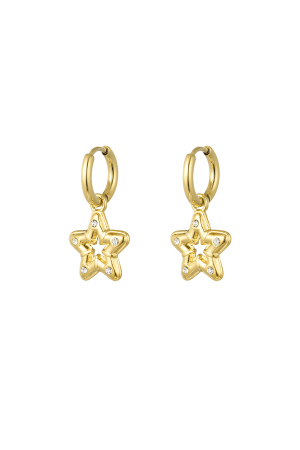 Boucles D'oreilles Étoile Avec Pierres - Doré h5 