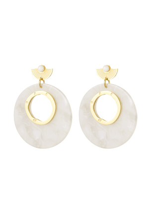 Boucles D'oreilles Autour Détails Blancs - Doré/Blanc h5 