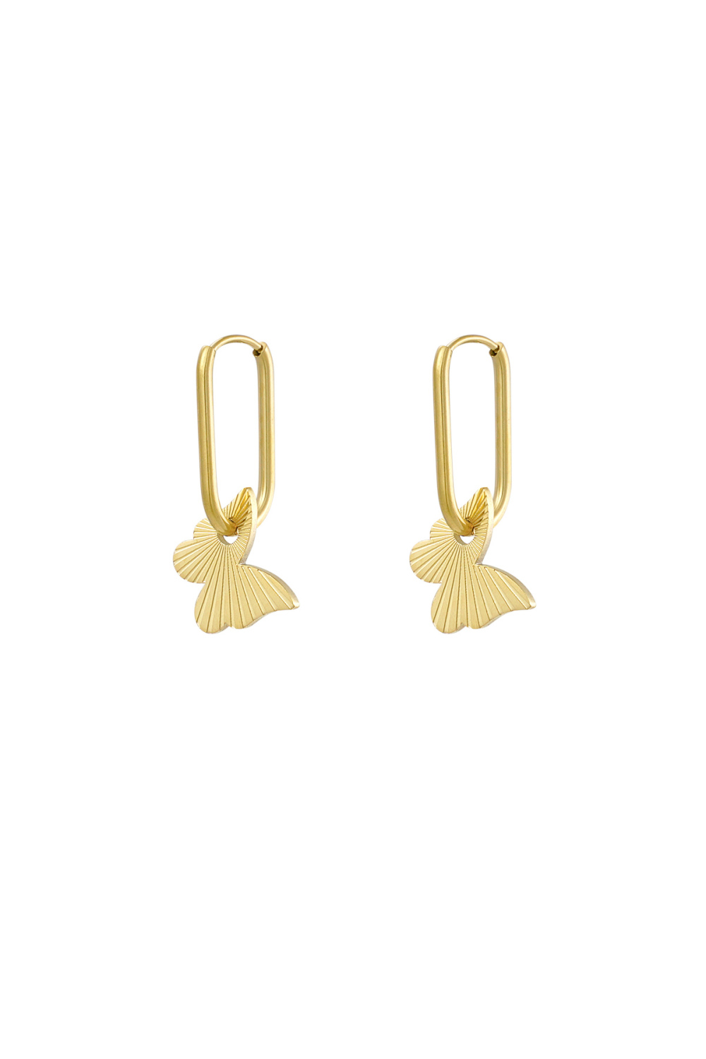 Boucles D'oreilles Allongées Avec Papillon - Doré 