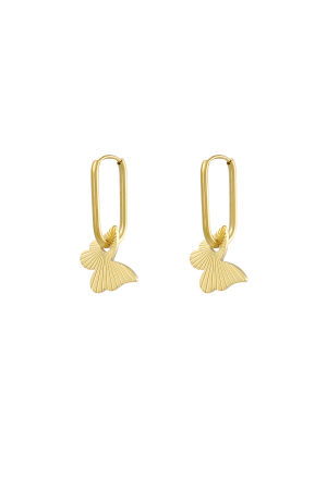 Boucles D'oreilles Allongées Avec Papillon - Doré h5 