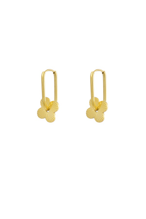 Boucles D'oreilles Allongées Avec Fleur - Doré h5