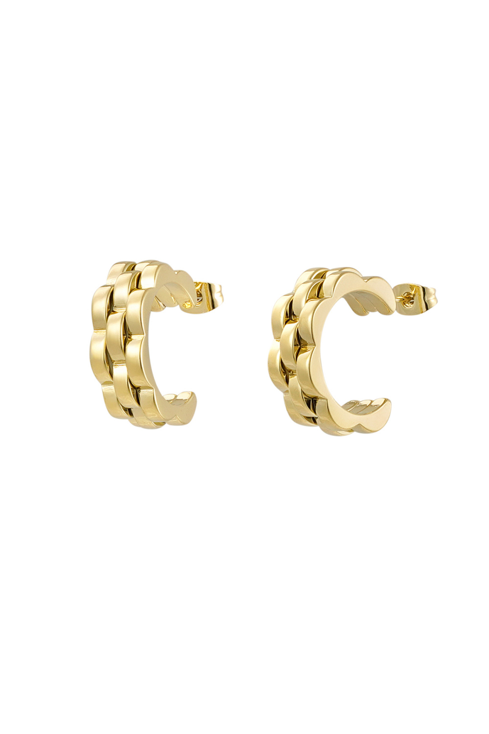 Boucles D'oreilles Rondes Lien En Maillon Doré