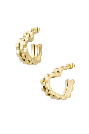 Boucles D'oreilles Coeur Lien En Maillon Doré h5 