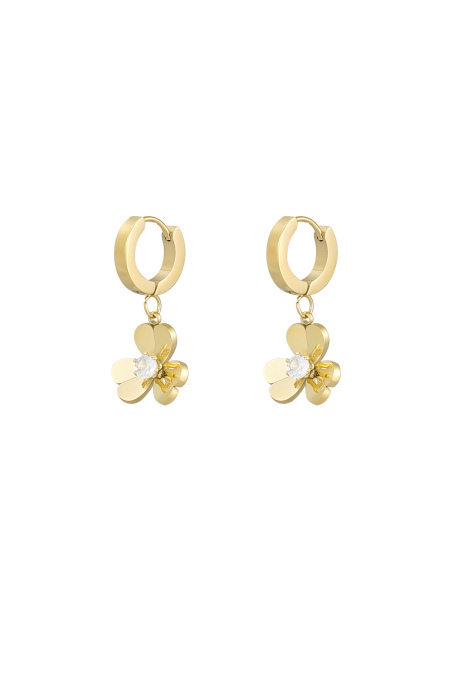 Boucles d'oreilles fleur avec pierre - doré