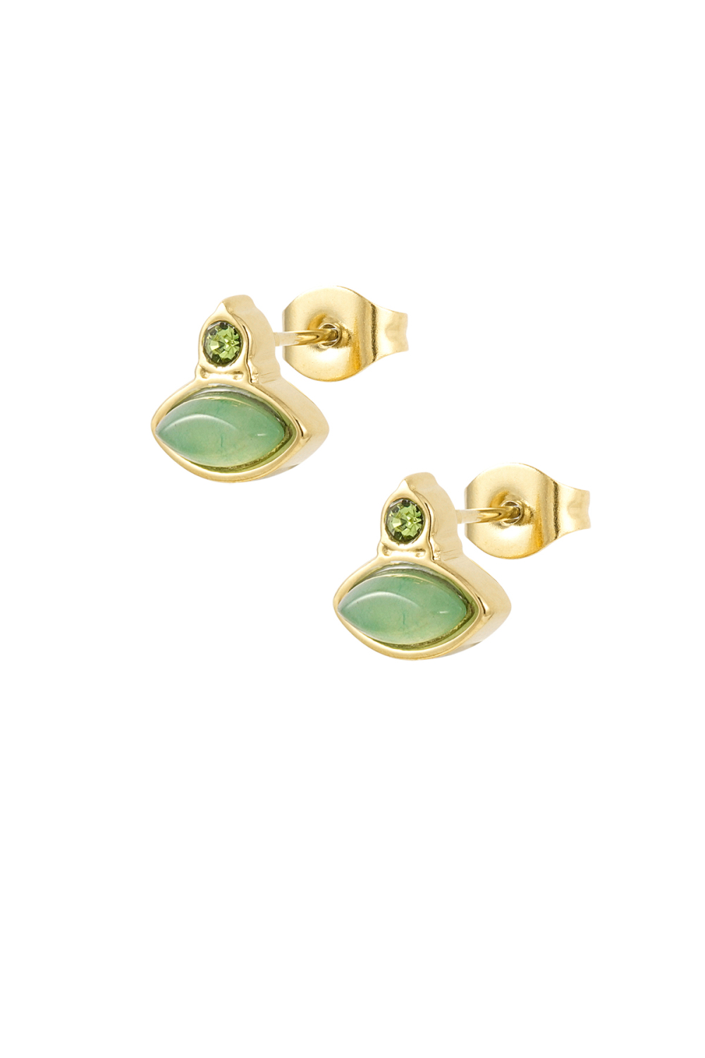 Boucles D'oreilles Vintage Clous Strass - Vert Clair Émeraude 