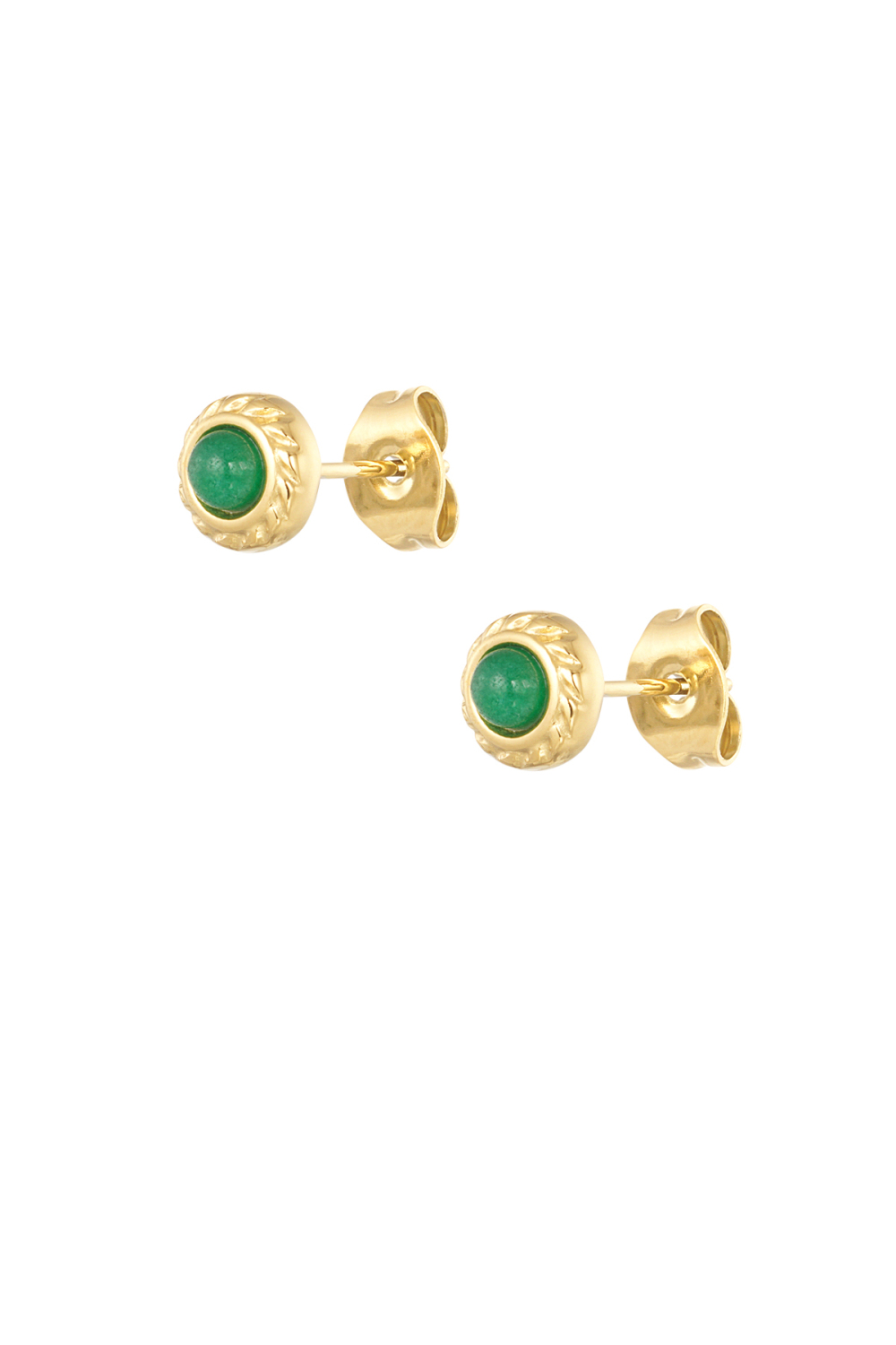 Boucles D'couleur Oreilles Puces Pierres Naturelles Basic - Couleur Or Vert 