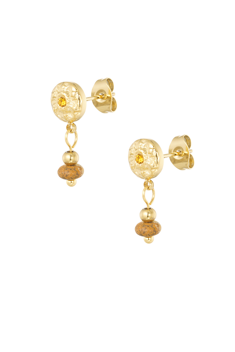 Boucles D'couleur Oreilles Classiques En Pierre Naturelle - Couleur Or Noir 