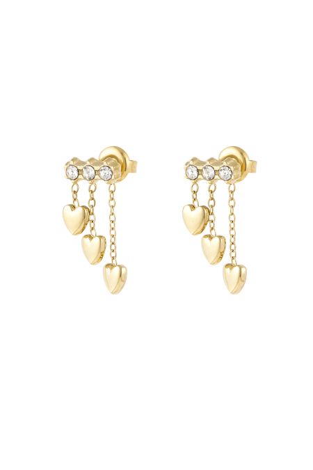 Boucles d'oreilles avec chaîne coeur - doré 