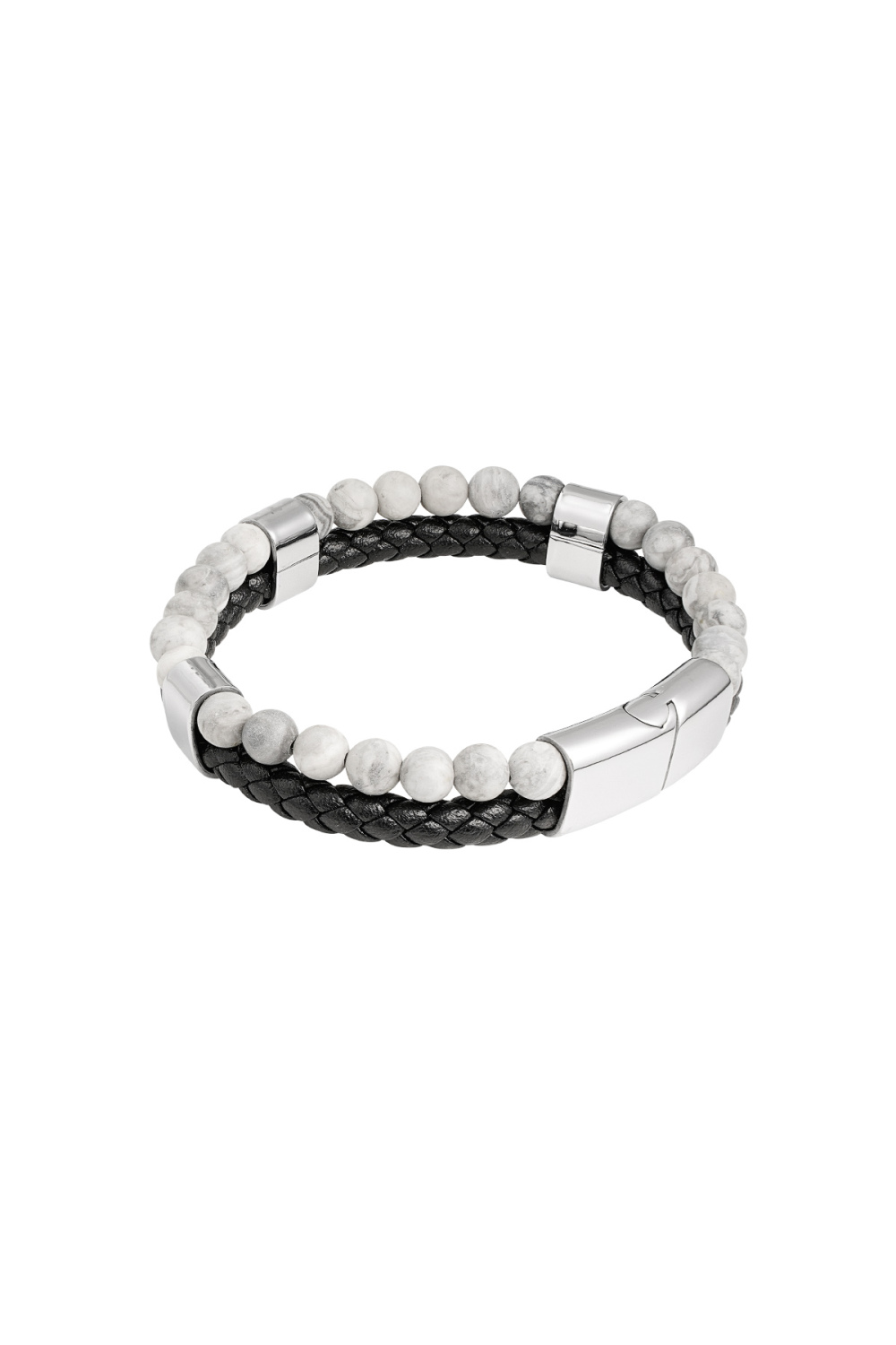 Bracelet Homme Double Tresse Et Perles h5Image2