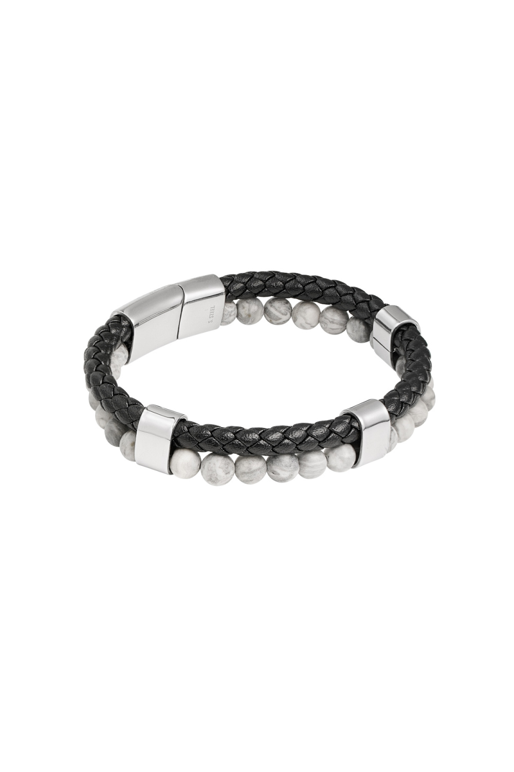 Bracelet Homme Double Tresse Et Perles
