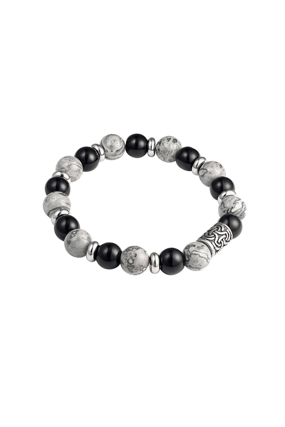 Bracelet Homme Perlé Détails Argentés 