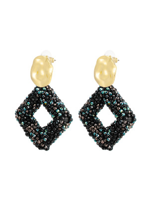 Boucle D'couleur Oreille Perles De Verre Diamant - Couleur Or Noir h5