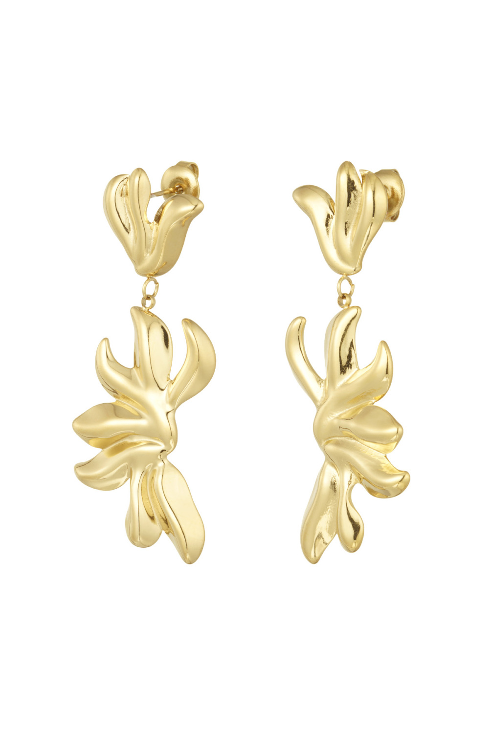 Boucles D'oreilles Fluides - Doré 