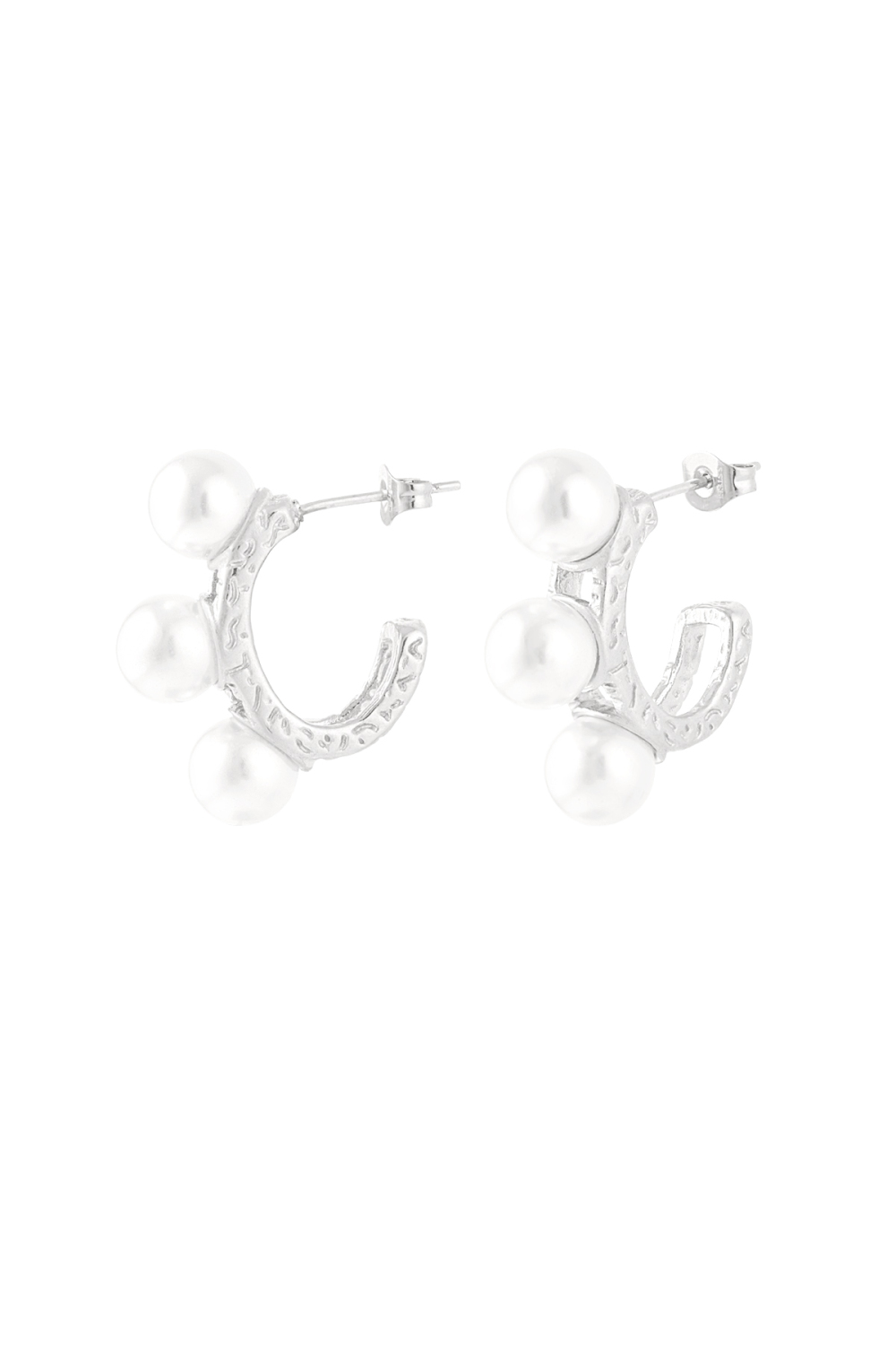 Boucles D'oreilles Triple Déclaration Perle - Doré